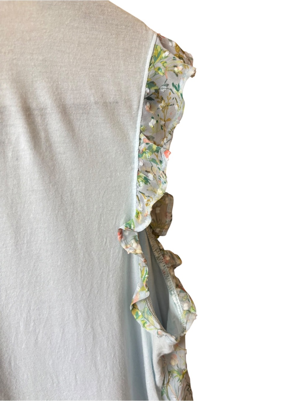 Lauren Conrad LC XXL Blue Floral Ruffle Blouse | Cottagecore Boho Flutter Sleeve - Picture 5 of 7